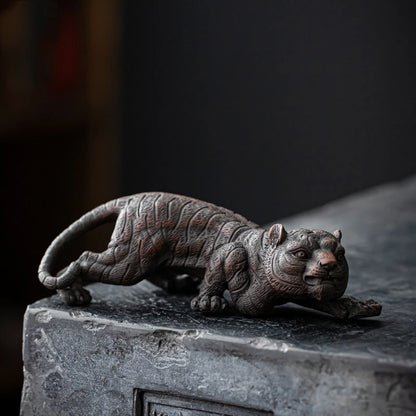 Purple Pottery Tea Pet Ornament Tiger Carving Decoration Tea Play Zen Tea Table Tea Tray Tea Ceremony Accessories