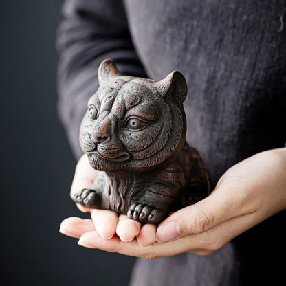 Purple Pottery Tea Pet Ornament Tiger Carving Decoration Tea Play Zen Tea Table Tea Tray Tea Ceremony Accessories