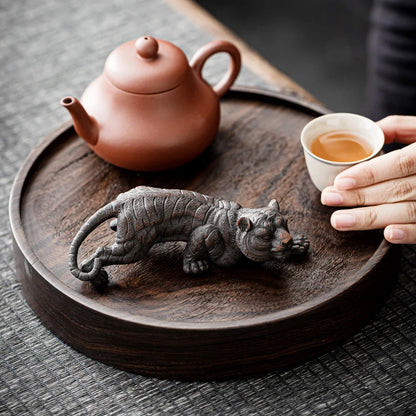 Purple Pottery Tea Pet Ornament Tiger Carving Decoration Tea Play Zen Tea Table Tea Tray Tea Ceremony Accessories