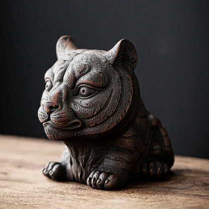 Purple Pottery Tea Pet Ornament Tiger Carving Decoration Tea Play Zen Tea Table Tea Tray Tea Ceremony Accessories