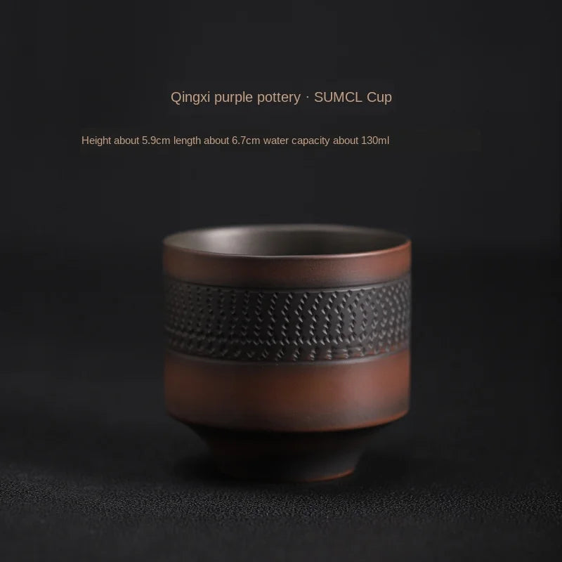 Purple Pottery Teacup Handmade Blind Dagger Scrub Large Master Cup Ceramic Kung Fu Teacup Fragrance-Smelling Cup Tea Set Teacups