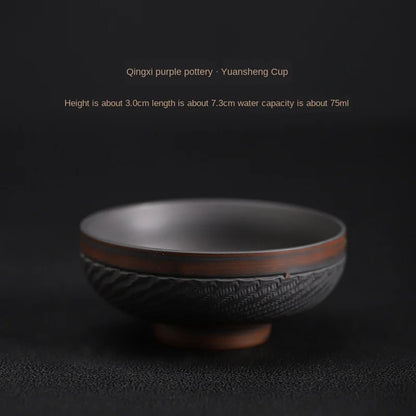 Purple Pottery Teacup Handmade Blind Dagger Scrub Large Master Cup Ceramic Kung Fu Teacup Fragrance-Smelling Cup Tea Set Teacups