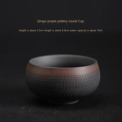 Purple Pottery Teacup Handmade Blind Dagger Scrub Large Master Cup Ceramic Kung Fu Teacup Fragrance-Smelling Cup Tea Set Teacups