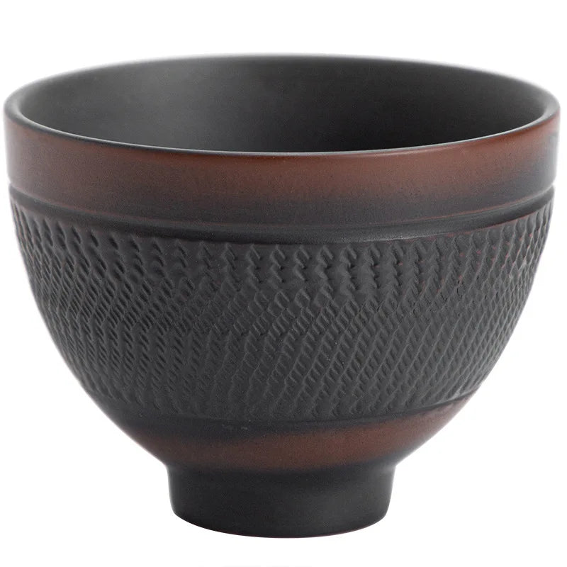 Purple Pottery Teacup Handmade Blind Dagger Scrub Large Master Cup Ceramic Kung Fu Teacup Fragrance-Smelling Cup Tea Set Teacups