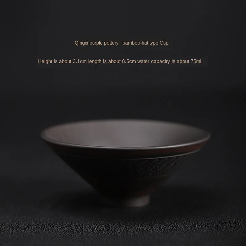 Purple Pottery Teacup Handmade Blind Dagger Scrub Large Master Cup Ceramic Kung Fu Teacup Fragrance-Smelling Cup Tea Set Teacups