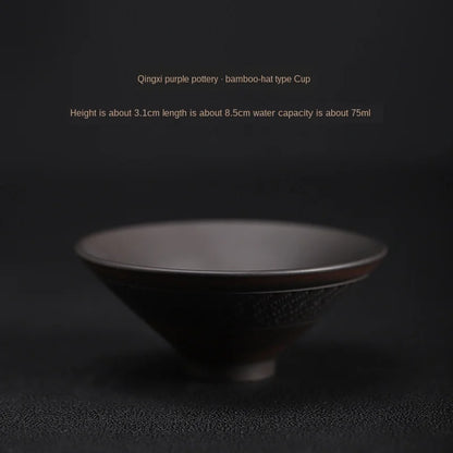 Purple Pottery Teacup Handmade Blind Dagger Scrub Large Master Cup Ceramic Kung Fu Teacup Fragrance-Smelling Cup Tea Set Teacups