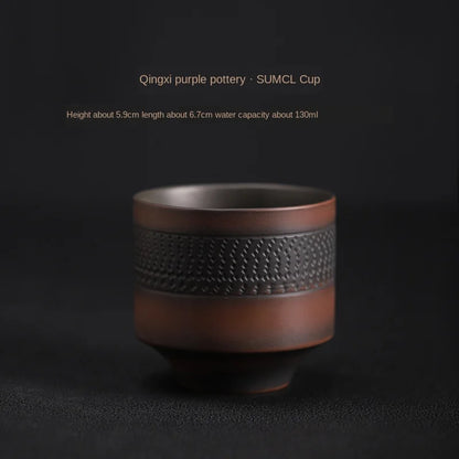 Purple Pottery Teacup Handmade Blind Dagger Scrub Large Master Cup Ceramic Kung Fu Teacup Fragrance-Smelling Cup Tea Set Teacups