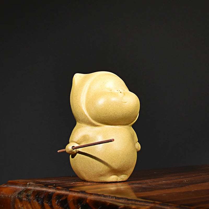Purple Sand Cartoon Baby Tea Ornaments Little Monk Incense Holder Creative Personalized and Cute Famous Li Changtao Raw Ore Gold