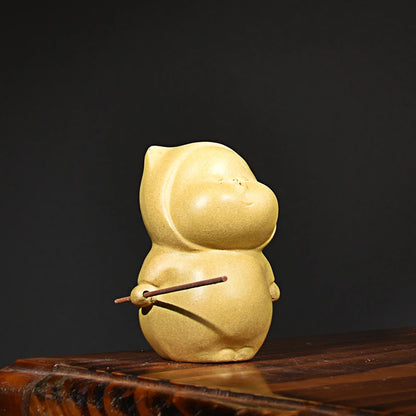 Purple Sand Cartoon Baby Tea Ornaments Little Monk Incense Holder Creative Personalized and Cute Famous Li Changtao Raw Ore Gold