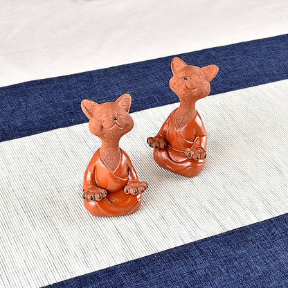 Purple Sand Cat Fairy Fine Tea Carve Decoration Raw Ore Famous Li Changtao Handmade Supportable Tea Tray Utensils Zen Animal