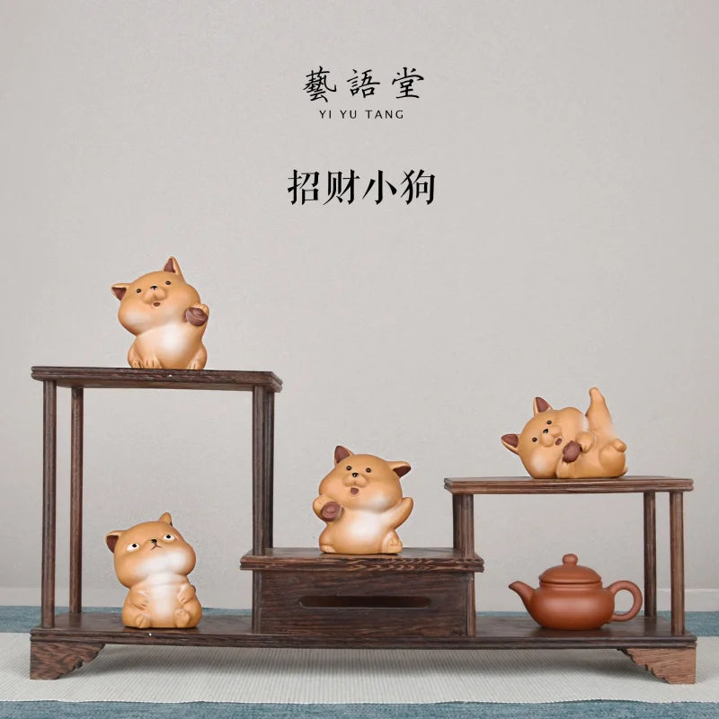 Purple Sand Dog Tea Ornaments Chinese Zodiac Dog Ornaments Lucky Tea tray utensils Raw Ore Handmade Supportable
