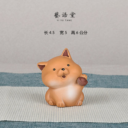 Purple Sand Dog Tea Ornaments Chinese Zodiac Dog Ornaments Lucky Tea tray utensils Raw Ore Handmade Supportable