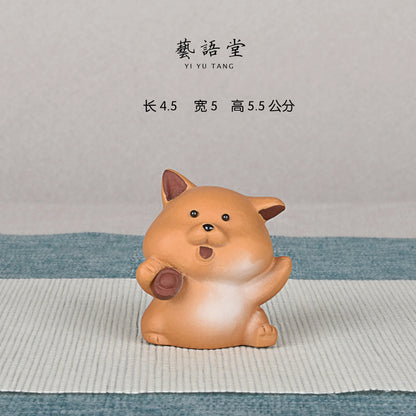 Purple Sand Dog Tea Ornaments Chinese Zodiac Dog Ornaments Lucky Tea tray utensils Raw Ore Handmade Supportable