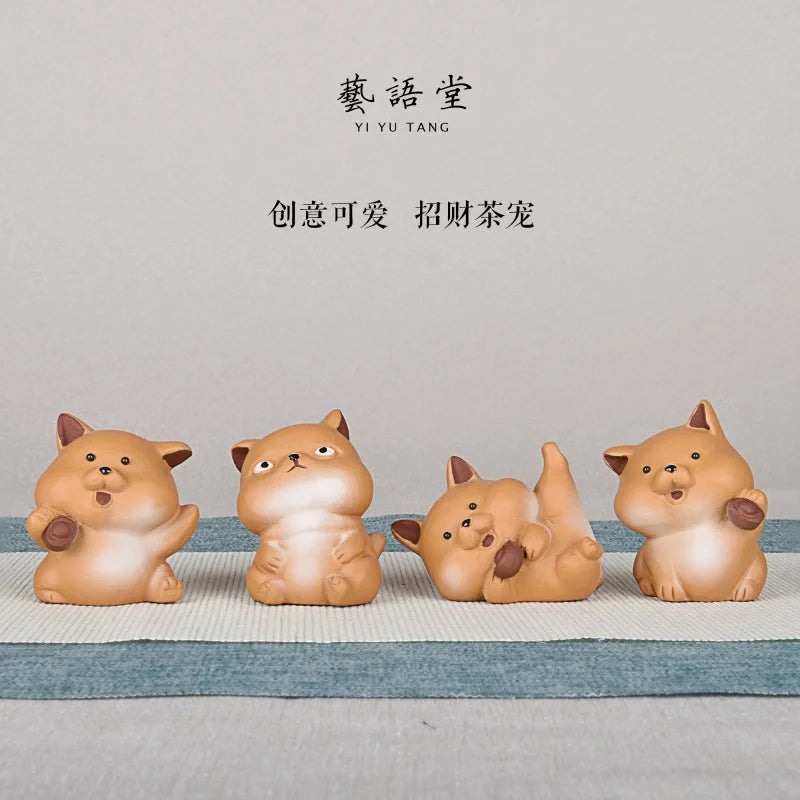 Purple Sand Dog Tea Ornaments Chinese Zodiac Dog Ornaments Lucky Tea tray utensils Raw Ore Handmade Supportable
