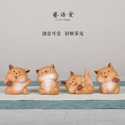 Purple Sand Dog Tea Ornaments Chinese Zodiac Dog Ornaments Lucky Tea tray utensils Raw Ore Handmade Supportable