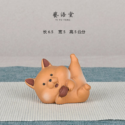 Purple Sand Dog Tea Ornaments Chinese Zodiac Dog Ornaments Lucky Tea tray utensils Raw Ore Handmade Supportable