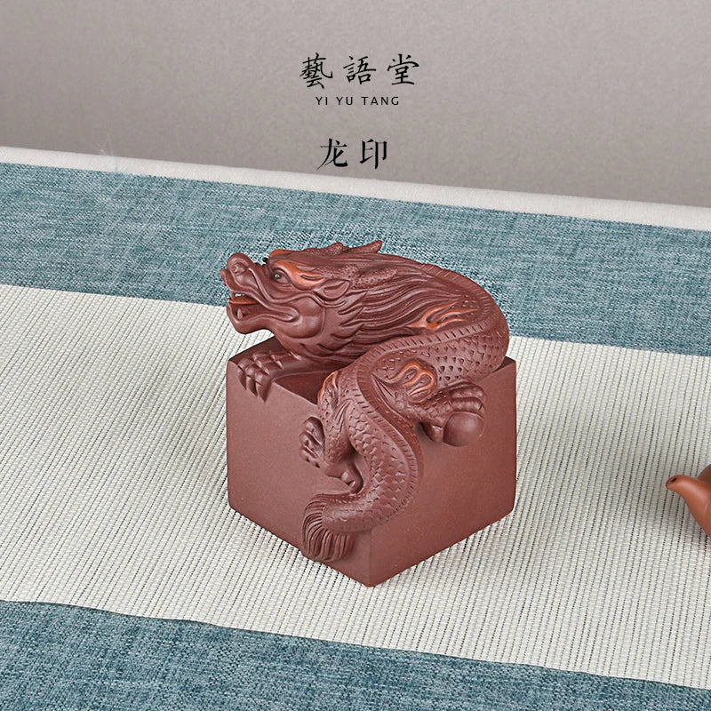 Purple Sand Dragon Ornaments Fine Tea Carve Supportable Raw Ore Handmade Twelve Zodiac Tea Ceremony Tea Art Tea Set