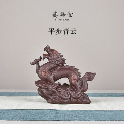 Purple Sand Dragon Ornaments Fine Tea Carve Supportable Raw Ore Handmade Twelve Zodiac Tea Ceremony Tea Art Tea Set