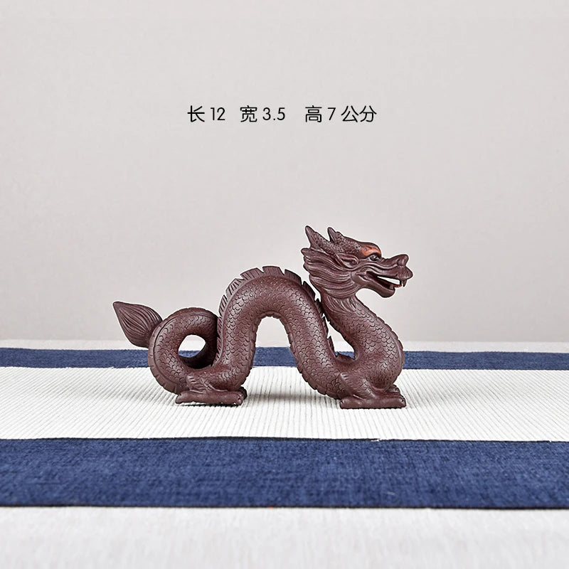 Purple Sand Dragon Ornaments Fine Tea Carve Supportable Raw Ore Handmade Twelve Zodiac Tea Ceremony Tea Art Tea Set