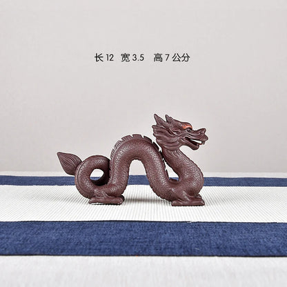 Purple Sand Dragon Ornaments Fine Tea Carve Supportable Raw Ore Handmade Twelve Zodiac Tea Ceremony Tea Art Tea Set