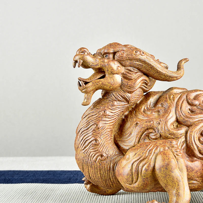 Purple Sand Dragon Turtle Fine Tea Pet Supportable Sculptured Ornaments Tea Tray Famous Li Changtao Raw Ore Firewood Burning Dra