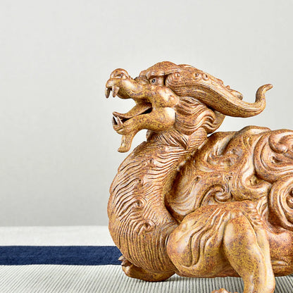 Purple Sand Dragon Turtle Fine Tea Pet Supportable Sculptured Ornaments Tea Tray Famous Li Changtao Raw Ore Firewood Burning Dra