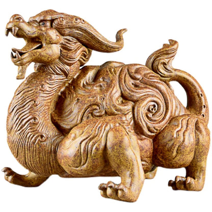 Purple Sand Dragon Turtle Fine Tea Pet Supportable Sculptured Ornaments Tea Tray Famous Li Changtao Raw Ore Firewood Burning Dra