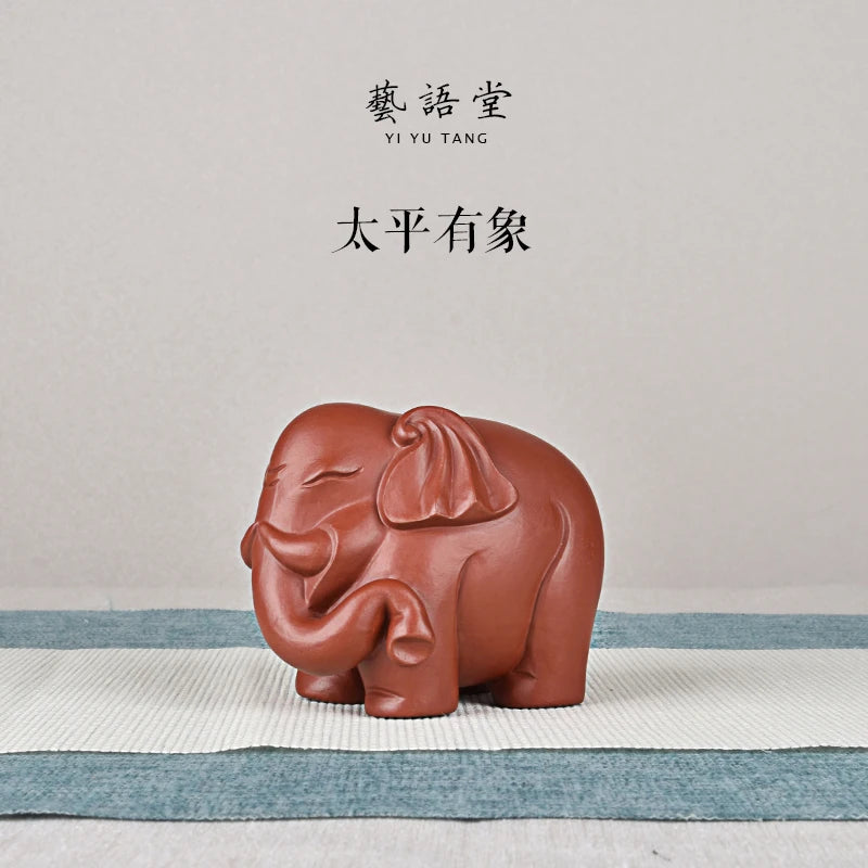 Purple Sand Elephant Ornaments Good Luck Vientiane Update Auspicious patterns Sculpture Tea Ornaments Home Decoration