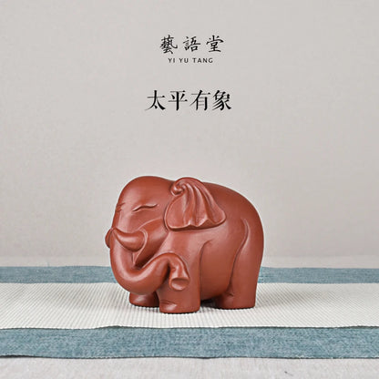 Purple Sand Elephant Ornaments Good Luck Vientiane Update Auspicious patterns Sculpture Tea Ornaments Home Decoration