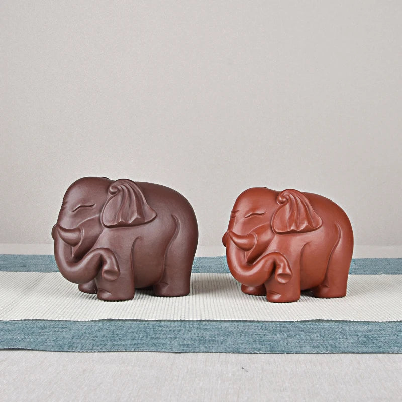 Purple Sand Elephant Ornaments Good Luck Vientiane Update Auspicious patterns Sculpture Tea Ornaments Home Decoration