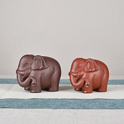Purple Sand Elephant Ornaments Good Luck Vientiane Update Auspicious patterns Sculpture Tea Ornaments Home Decoration