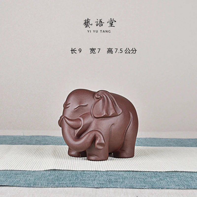 Purple Sand Elephant Ornaments Good Luck Vientiane Update Auspicious patterns Sculpture Tea Ornaments Home Decoration