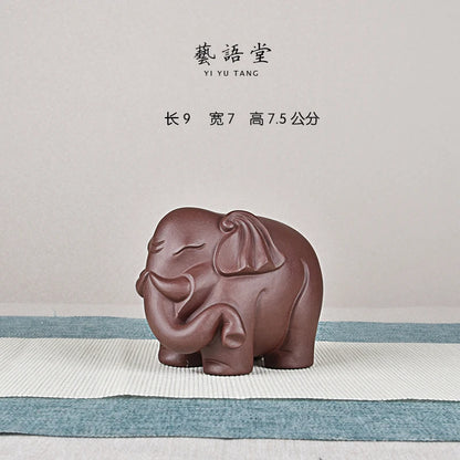 Purple Sand Elephant Ornaments Good Luck Vientiane Update Auspicious patterns Sculpture Tea Ornaments Home Decoration