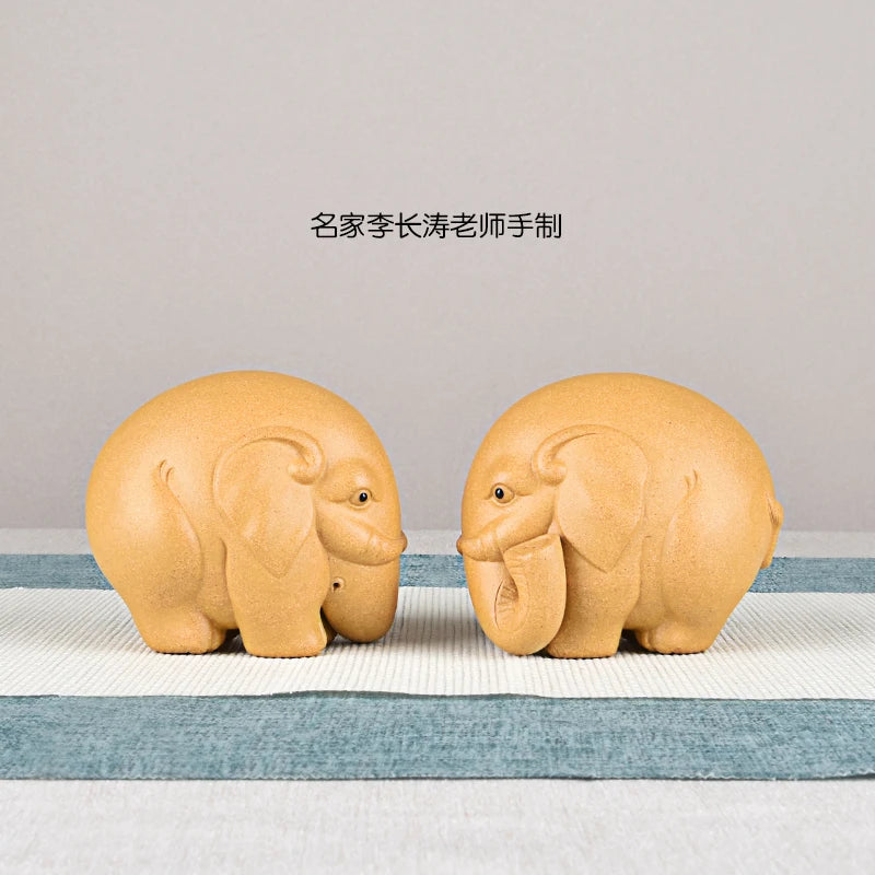 Purple Sand Elephant Tea Ornaments Decoration Tea Set Tea Tray Utensils Auspicious patterns Lucky Elephant Ruyi  Famous Li Chang