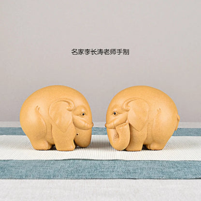Purple Sand Elephant Tea Ornaments Decoration Tea Set Tea Tray Utensils Auspicious patterns Lucky Elephant Ruyi  Famous Li Chang