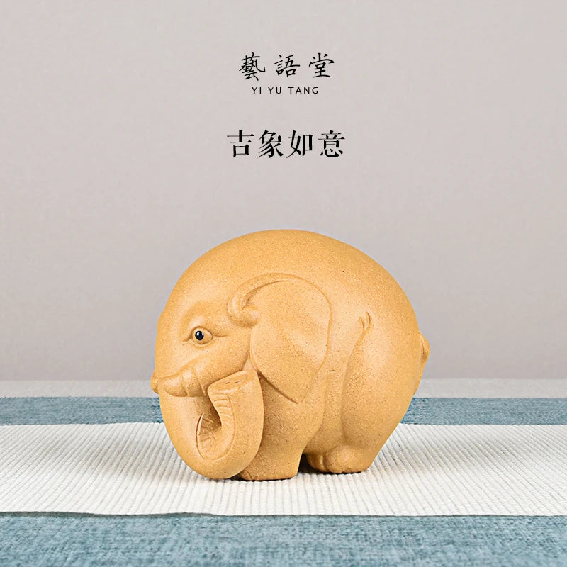 Purple Sand Elephant Tea Ornaments Decoration Tea Set Tea Tray Utensils Auspicious patterns Lucky Elephant Ruyi  Famous Li Chang