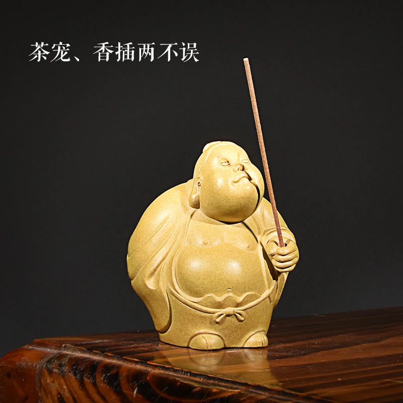 Purple Sand Figure Tea Ornaments Sculpture Taiyi Real Person Funny creative Incense holder Famous Li Changtao Handmade Ornaments