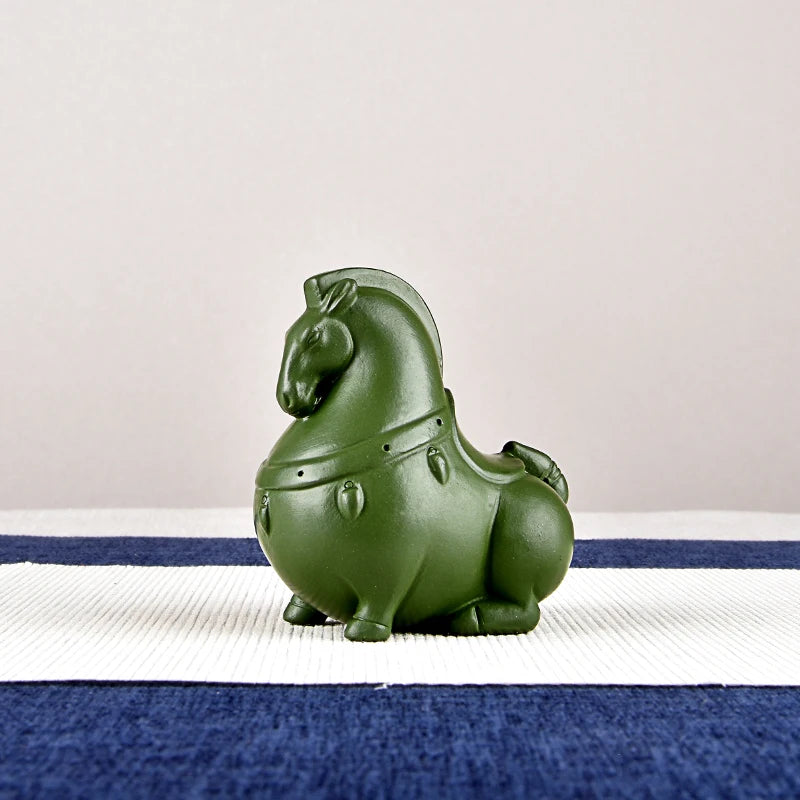 Purple Sand Green Horse Tea Ornaments Tangma Boutique Supportable Handmade Zodiac Win Instant Success Take the Lead Tea Table De