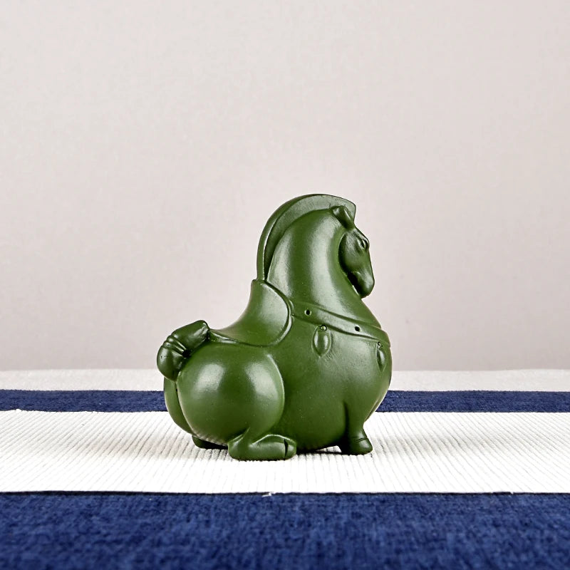 Purple Sand Green Horse Tea Ornaments Tangma Boutique Supportable Handmade Zodiac Win Instant Success Take the Lead Tea Table De