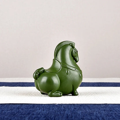 Purple Sand Green Horse Tea Ornaments Tangma Boutique Supportable Handmade Zodiac Win Instant Success Take the Lead Tea Table De