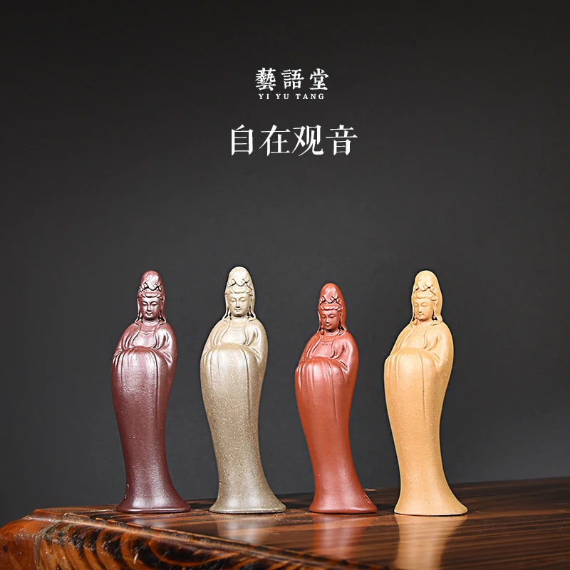Purple Sand Guanyin Tea Pet Hand Pieces Raw Ore Dahongpao Tea Handmade Supportable Character Freedom Guanyin