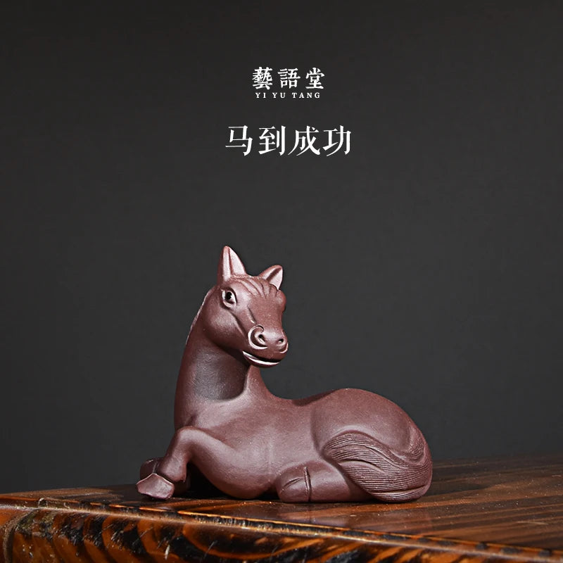 Purple Sand Horse Tea Ornaments Lying horse Madaochenggong Tea Tray Ornament Accessories Handmade Supportable