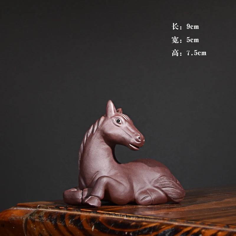 Purple Sand Horse Tea Ornaments Lying horse Madaochenggong Tea Tray Ornament Accessories Handmade Supportable