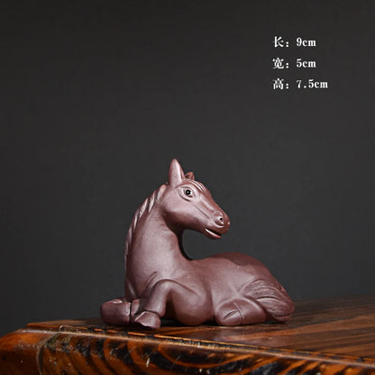 Purple Sand Horse Tea Ornaments Lying horse Madaochenggong Tea Tray Ornament Accessories Handmade Supportable