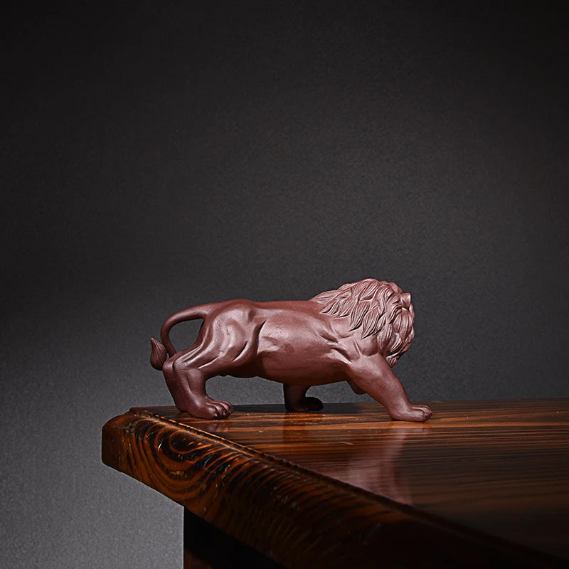 Purple Sand Lion Fine Tea Carve Decoration Raw Ore Handmade Domineering Tiger Tea Tray Ornament Accessories King of Beasts