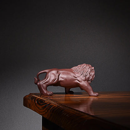 Purple Sand Lion Fine Tea Carve Decoration Raw Ore Handmade Domineering Tiger Tea Tray Ornament Accessories King of Beasts