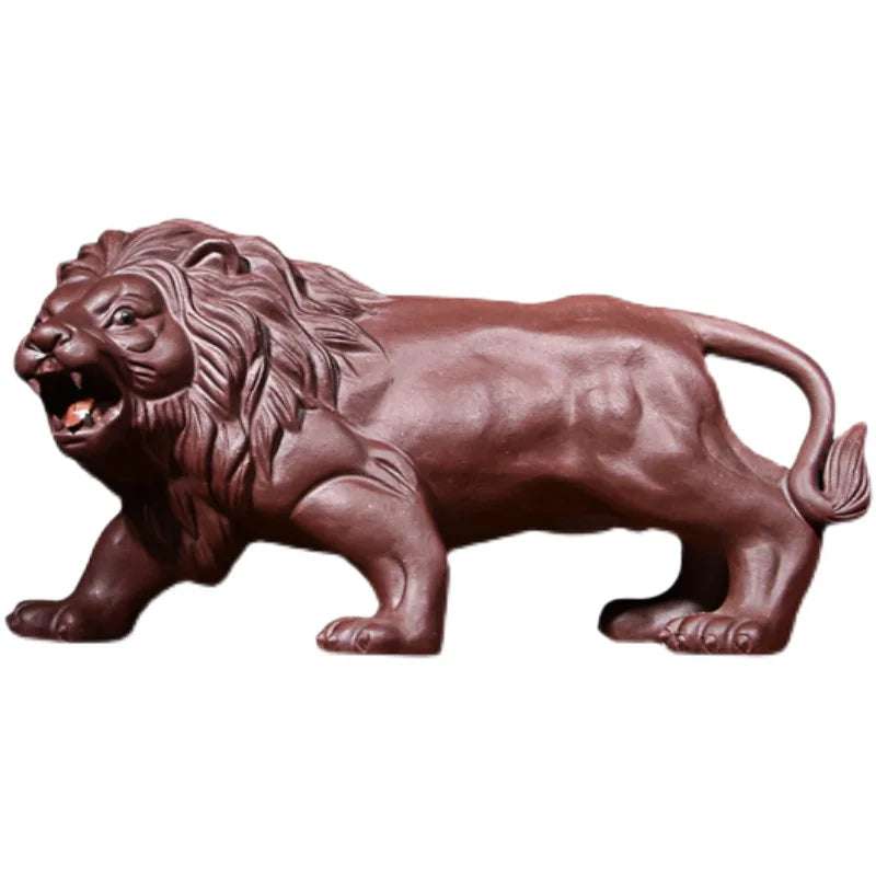 Purple Sand Lion Fine Tea Carve Decoration Raw Ore Handmade Domineering Tiger Tea Tray Ornament Accessories King of Beasts