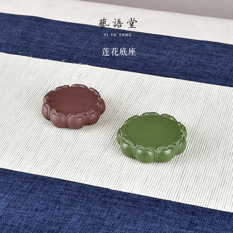 Purple Sand Lotus Base Buddha Statue Lotus Holder Boutique Raw Ore Handmade Supportable Small Tea Tray Tea Ceremony Utensils Orn