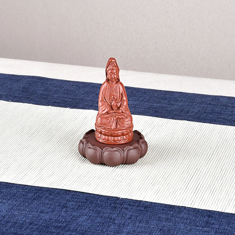 Purple Sand Lotus Base Buddha Statue Lotus Holder Boutique Raw Ore Handmade Supportable Small Tea Tray Tea Ceremony Utensils Orn