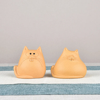 Purple Sand Lucky Cat Sleepy Cat Creative Cute Cartoon Handmade Boutique Supportable Tea Tray Utensils Ornaments